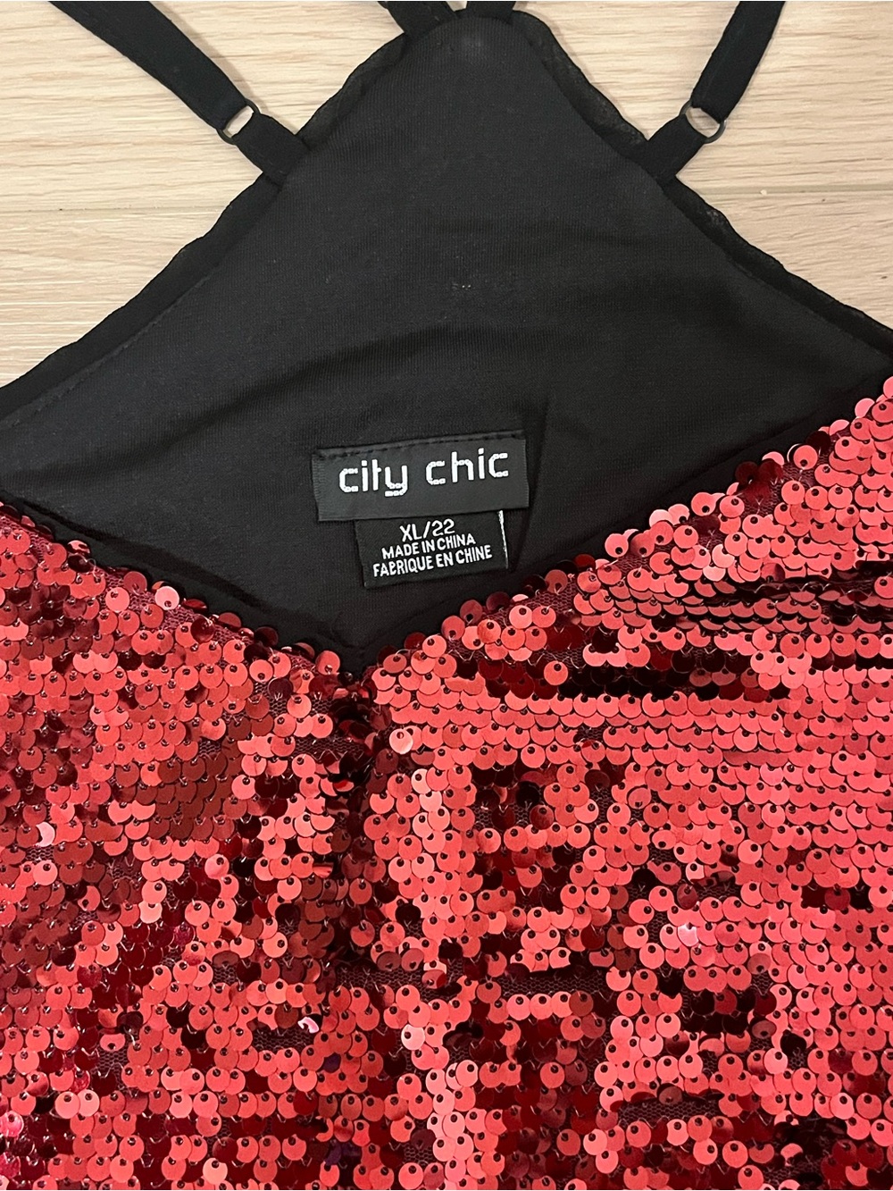 City Chic Red Sequin Racerback Cami Top Size 22 XL Party Holiday - Picture 7 of 12